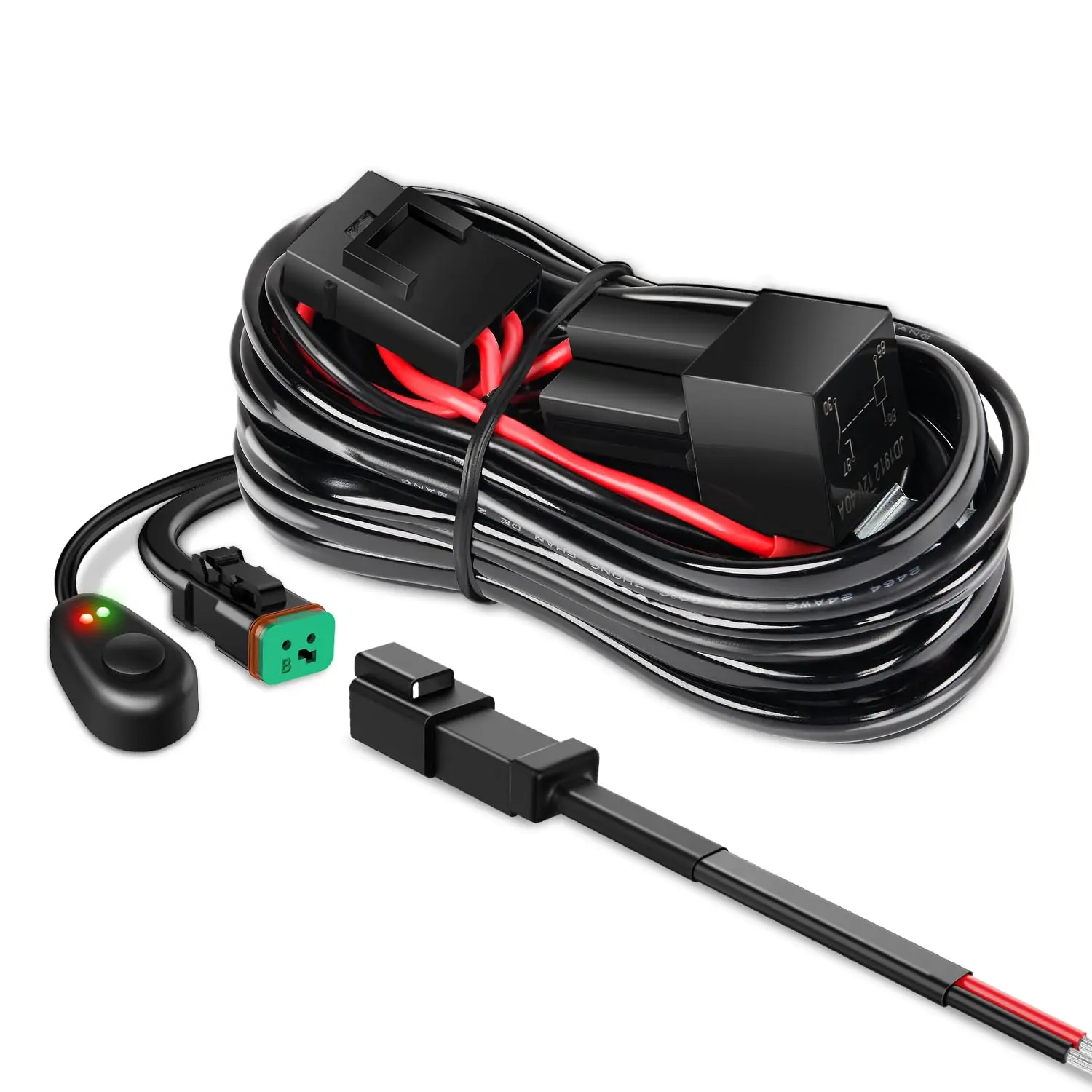 Nilight 10018W 14AWG DT Connector Heavy Duty Wiring Harness Kit - 12V On-Off Switch, Power Relay, Blade Fuse, Easy Connection for Off-Road LED Work Lights, Car Lighting Accessories for Truck, Van, SUV, DC 12V Vehicles, Camping Use