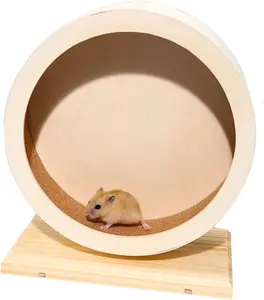 Antiai Hamster Wooden Silent Wheel 12 Inch X-Large Exercise Toy for Dwarf Hamsters Gerbils Mice Non-Toxic Durable Quiet Spinner 31x20x29 cm Cat