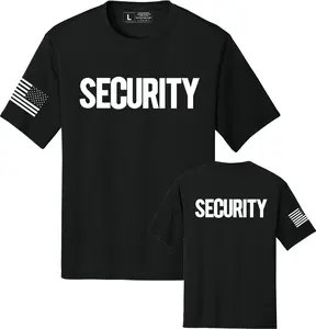 Men's Security T-Shirt with Full Front Back & Sleeve USA Flag Design Solid Colors 100% Cotton Fitted Short Sleeve Crew Neck Casual Street Style Summer Medium Length