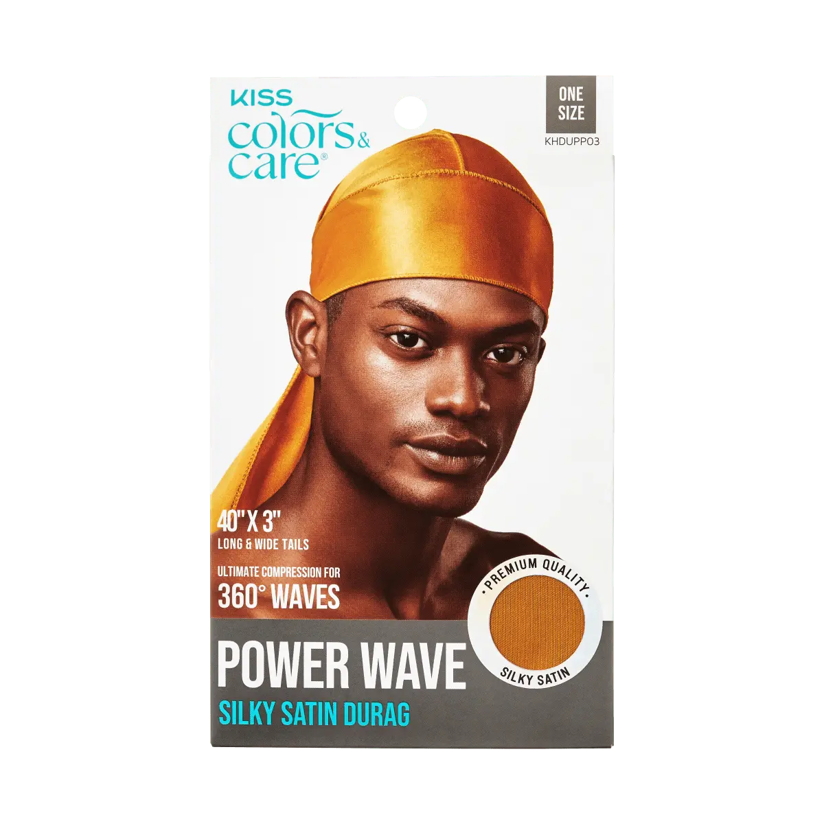 Kiss Colors & Care Power Wave Satin Durag - Gold | Silk Durag, Wave Cap, One Size, Hair Accessories