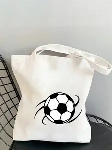 Casual Soccer Pattern Tote Bag, Large Capacity & 8kg Load, Perfect for Work Commutes, Shopping, School, Daily Use Shoulder Bag
