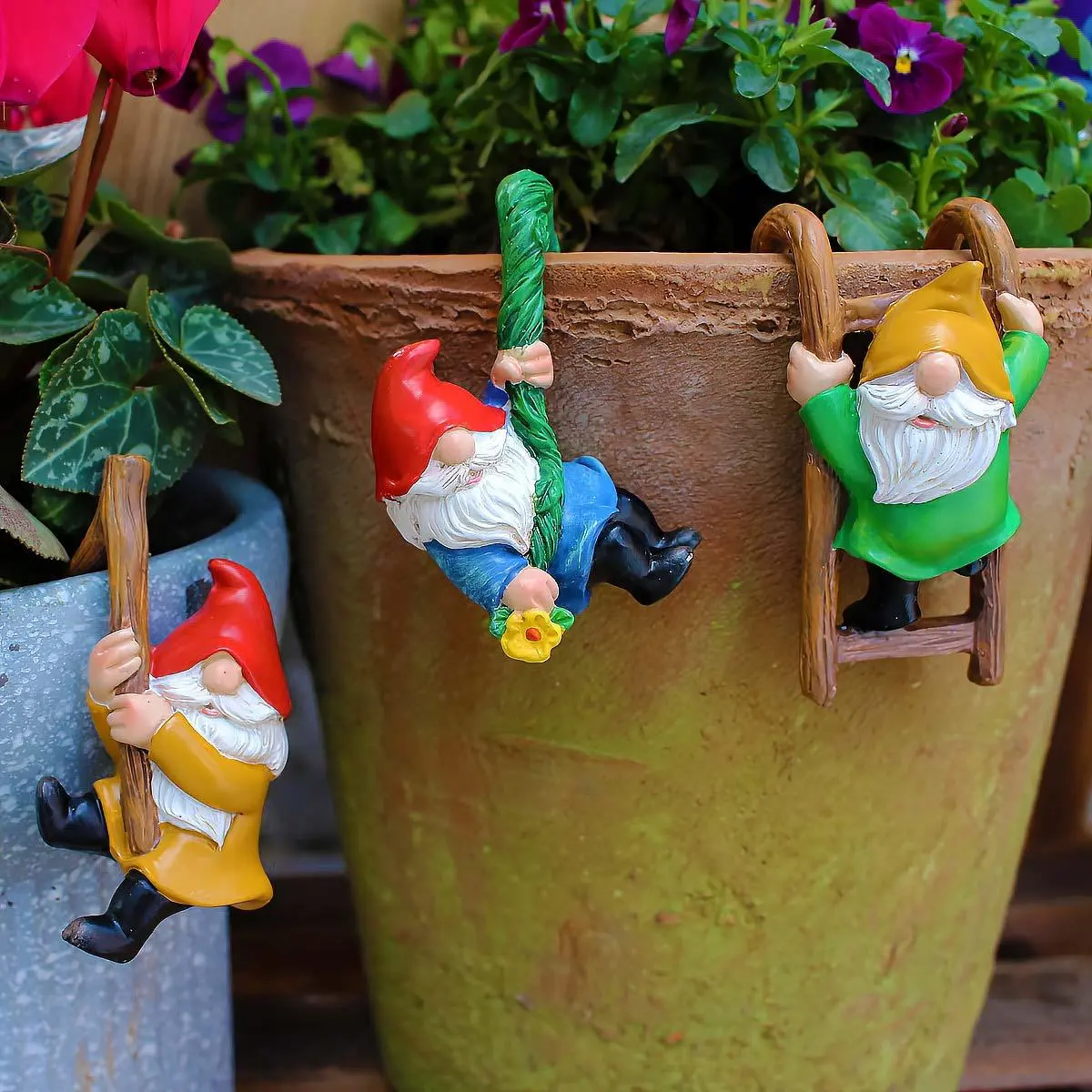 Cute Garden Gnome Design Resin Ornament, Garden Gnome Statue, 3 Counts/set Creative Garden Decoration, Outdoor Garden Decoration, Home Decor Supplies, Outdoor Garden Accessories