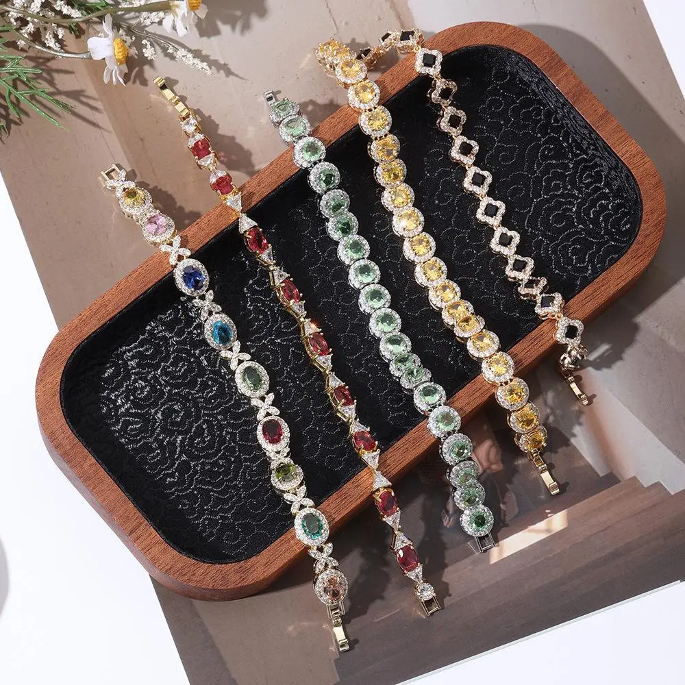 LOVEDEN 2025 New Multi Color 7in Diamond-Studded Bracelet for Women Trendy Stack Bangle Light Luxury Retro Versatile Exquisite Niche Design High-End Fashion Elegant Jewelry Trendy Stack Bangle  mothersdaygift