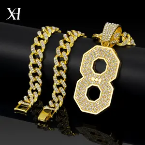 Hip Hop European and American Style Diamond-Embedded Light Luxury Men's Long Cuban Necklace