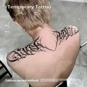 1pcs American Gothic Text Shoulder Herbal Juice Tattoo Sticker, Waterproof Temporary Tattoo for Men and Women, Sexy Body Art Design