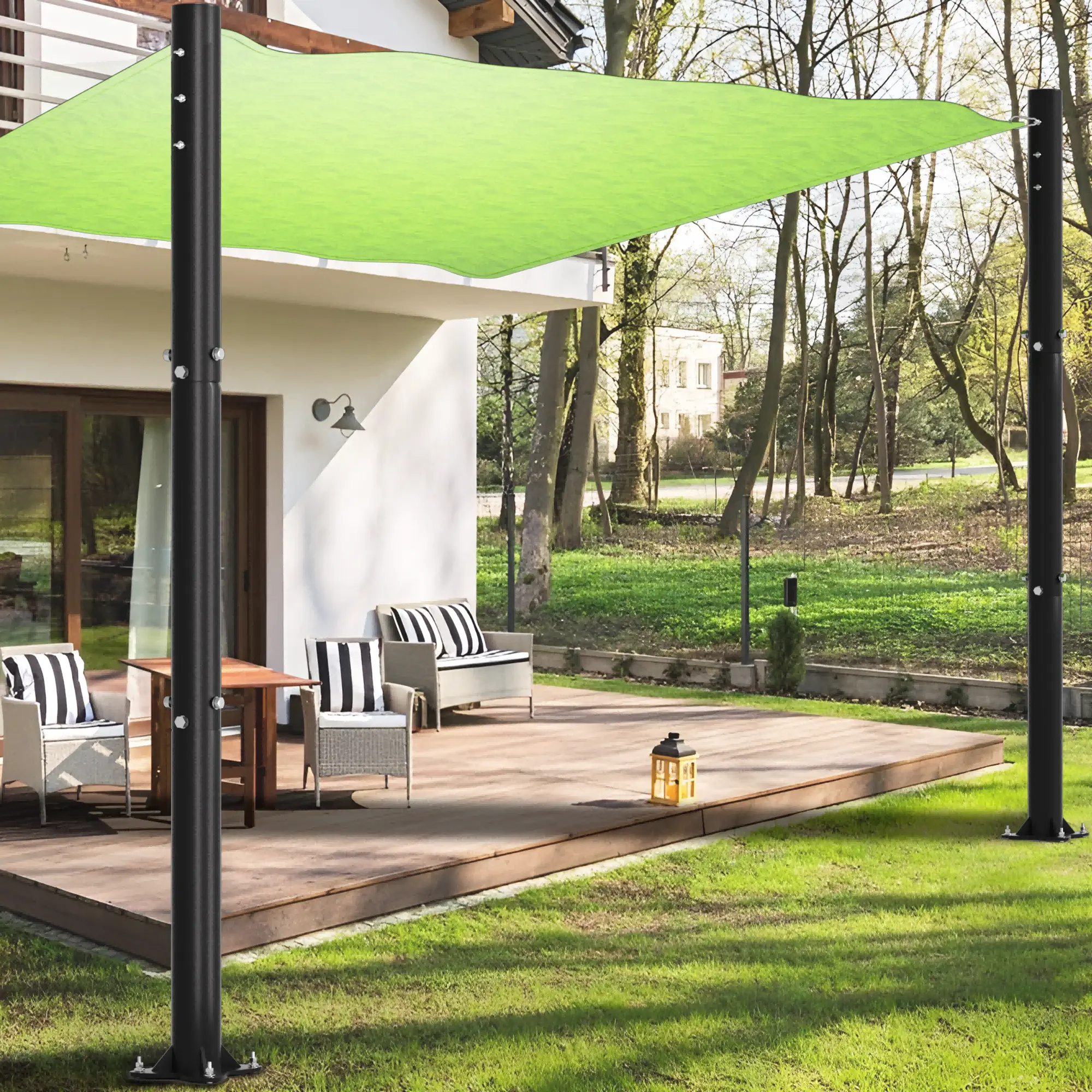 Cofiyard Sun Shade Sail Poles, 10 FT Sail Pole, 2.6" Diameter Steel Heavy Duty Shade Sail Pole with Expansion Bolt Hardware for Outdoor Shading in Gar