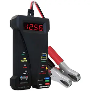 12V Digital Car Battery Tester with LED Display — Multifunction Handheld Analyzer: Reverse-Polarity & Over-Voltage Protection, Alarm Alerts, Battery Status Indicator, No-Battery Operation. Universal Automotive Diagnostic Tool for DIY & Maintenance