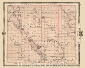 Mitchell County, Iowa - Railroad Map, 1875 - Historical Map Reproduction