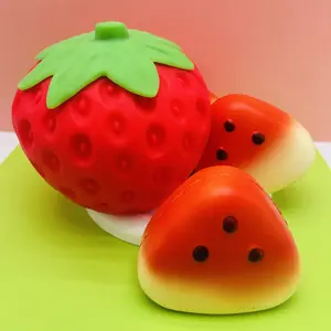 Toymendous Squeeze Strawberry - Extra Large 5" Squishy Stress Ball for Adults & Kids 3+ - Fruity Fidget Toy for Stress Relief & Sensory Play - Safe & Durable Non-Toxic Material