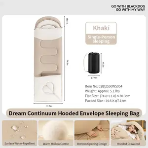 Adult Sleeping Bag Hooded Thick & Warm 4 Season Converts to Blanket for Outdoor Camping