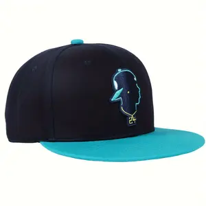 Baseball Cap Flat Brim Hat, Embroidered #24 Truck Outdoor Sport Hat, Adjustable Snap-back Dad Cap Black And Teal Hip Hop Cap