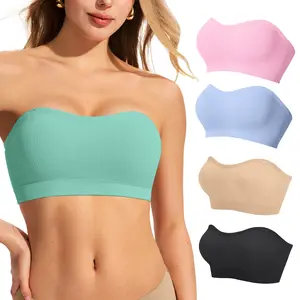OEAK Women Non-Slip Strapless Bras Supportive Bandeau Bra Comfortable Wireless No Underwire Padded Tube Bra OEAK Women Non-Slip Strapless Bras Supportive Bandeau Bra Comfortable Wireless No Underwire Padded Tube Bra