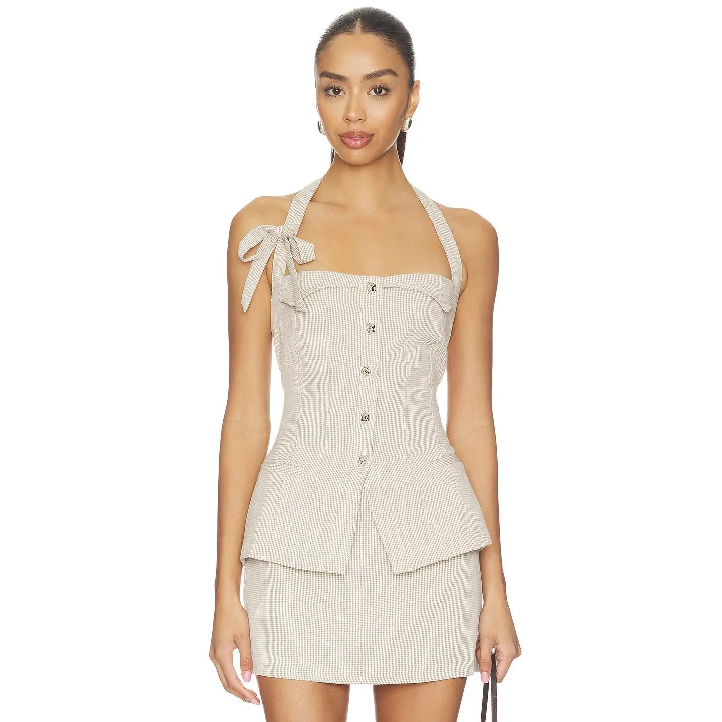 ASTR the Label Cithara Top in Tan Checker