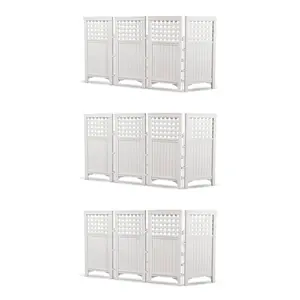 Suncast Outdoor Garden Yard 4 Panel Screen Enclosure Gated Fence, White (3 Pack)