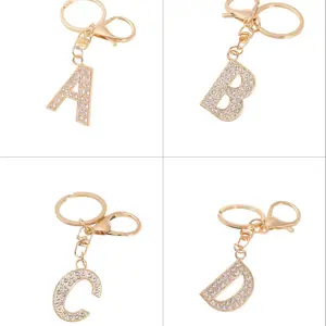 Rhinestone letter bag key charm