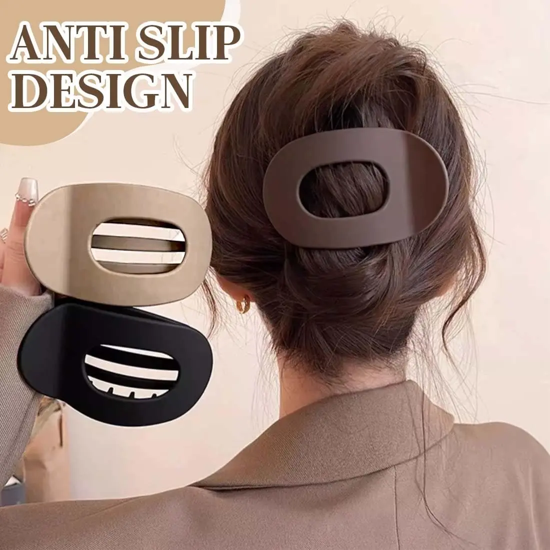 Women's 4pcs Solid Color Flat Graphic Acrylic Hair Clips Set - Minimalist Barrettes, Strong-Hold Claw Clips for Thick/Thin Hair, Elegant No-Crease Daily & Party Accessories, Claw Clip