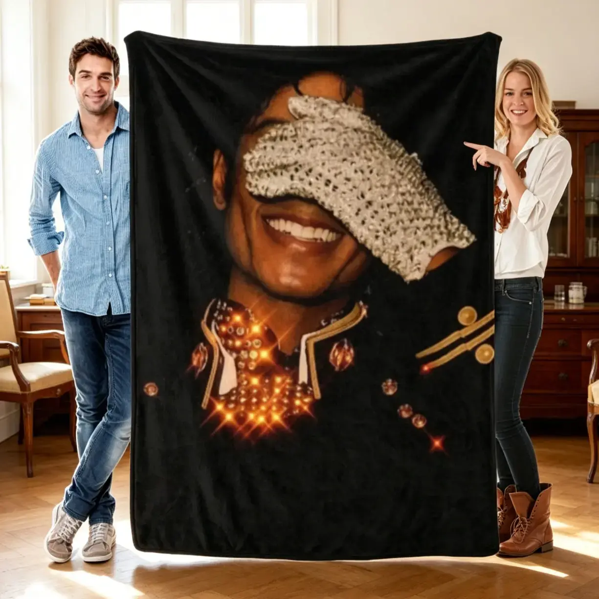 Michael Jackson Superstar Art Graphic Blanket - Soft Warm Retro Music Fan Throw, Character Art Blanket for Bedroom Sofa, Cozy Decorative Gifting Accent (Birthday, Holiday), Art Graphic Blankets, Character Art Blankets