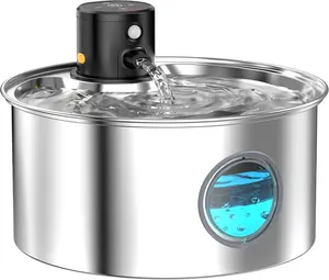 Water Fountain  Cordless:  Fountain  Operated - Stainless Steel Pet Water Fountain Rechargeable - 108oz/3.2L Automatic Cats Fountains for Drinking with Motion Sensor - Cats &