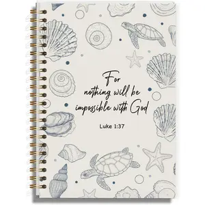 Christian Notebook for Women Men,  Verse Prayer Journal Gifts,  Sea Life Spiral Notebook for Church Notes Taking - 5.5x8.3 - A11