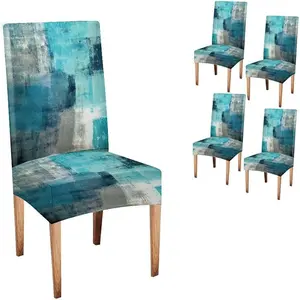 Chair Covers for Dining Chairs,Turquoise Teal Chiar Covers Slipcover Stretch Removable Washable Parson Seat Cover for Dining Room,Living Room,Set of 4