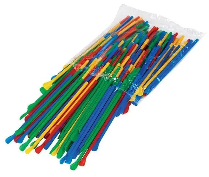 212 MAIN Solid Colors Shaped Ice Cone Spoon Straws - 200 Pieces, Scoop Design, Flat End Beverage Utensil for Home, Festive Parties