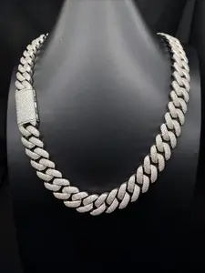Heavy rap singer necklace 925 chain Cuban-style ice crystal moissanite Cuban chain passed diamond test VVS quality moissanite chain, gifts for Easter and Thanksgiving