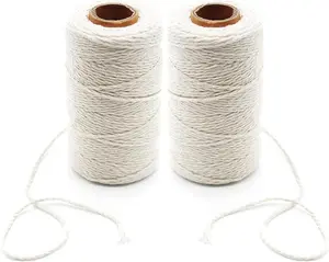 656 Feet Cooking Twine Kitchen Cotton String 2mm Bakers Twine Natural Jute Twine 2 Ply String Rope Cord Wrapping, Ornaments, Baking, Butchers, Sausage, DIY Arts and Crafts-Beige