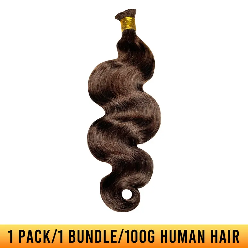 Ygwigs Double Drawn Dark Brown Body Wave Bulk Hair For Braiding