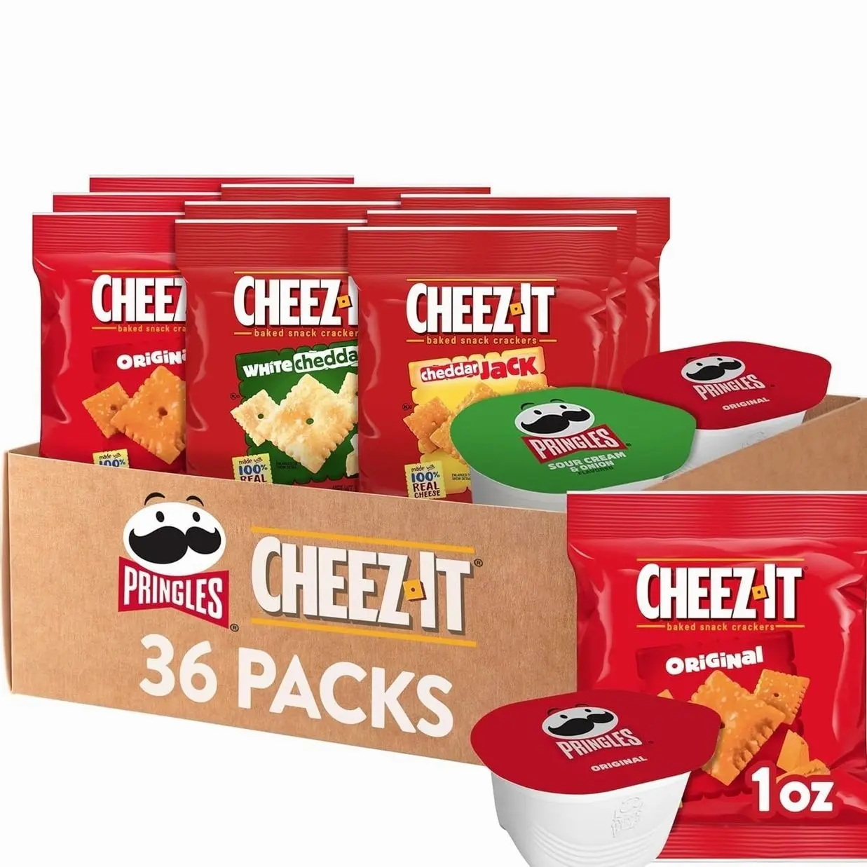 Pringles and Cheez-It Variety Pack, Lunch Snacks, Kids Snacks, Variety Pack (36 Count)