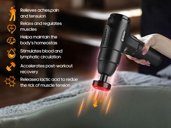 Handheld Percussion Massage Gun with Cold & Heat Modes, Muscle Massager Device, Adjustable Speed, Quiet Brushless Motor, Portable Rechargeable for Workout, Gym, Office Relaxation