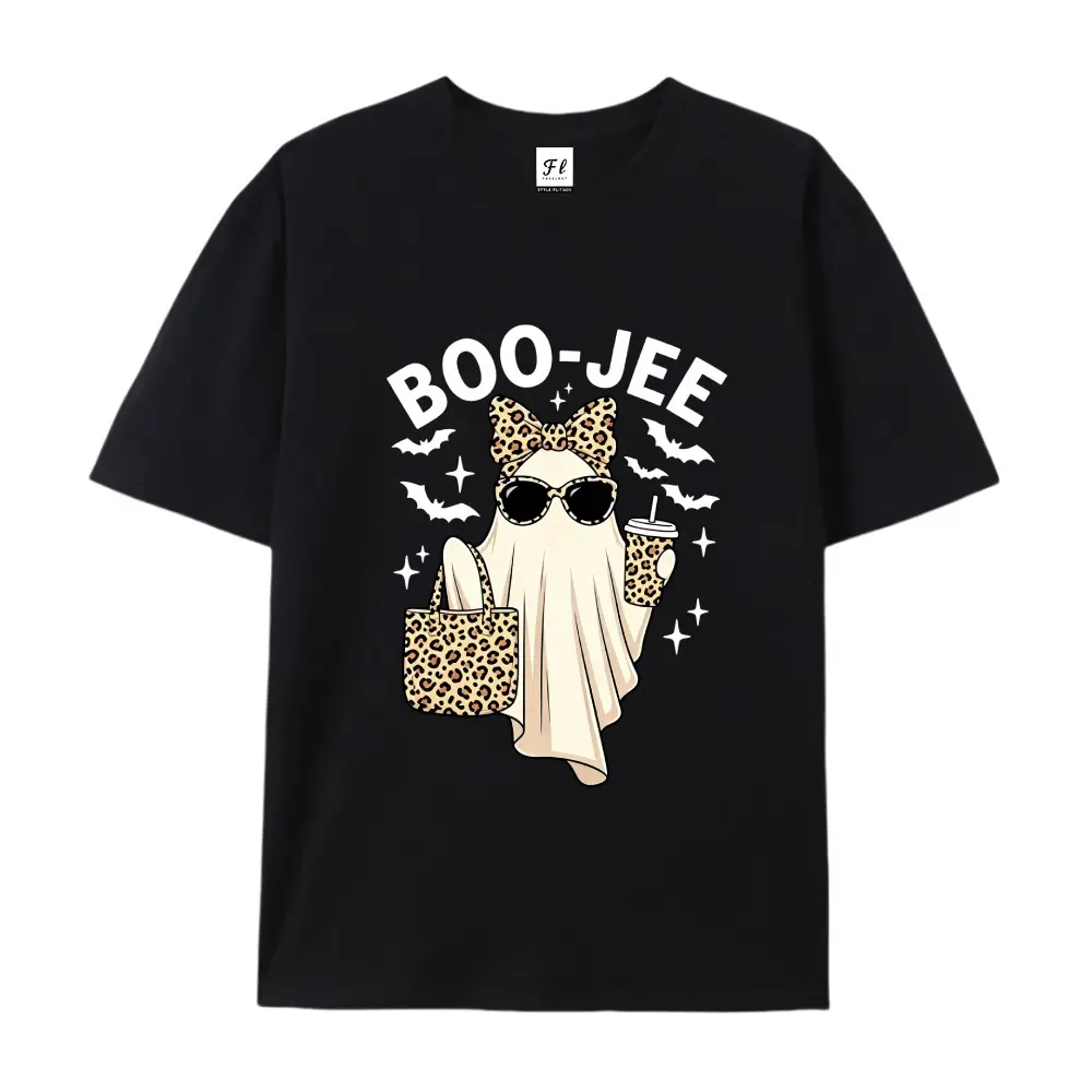 Women's Halloween Boujee Ghost Short-Sleeve T-Shirt, Loose Breathable Casual Classic Womenswear Top