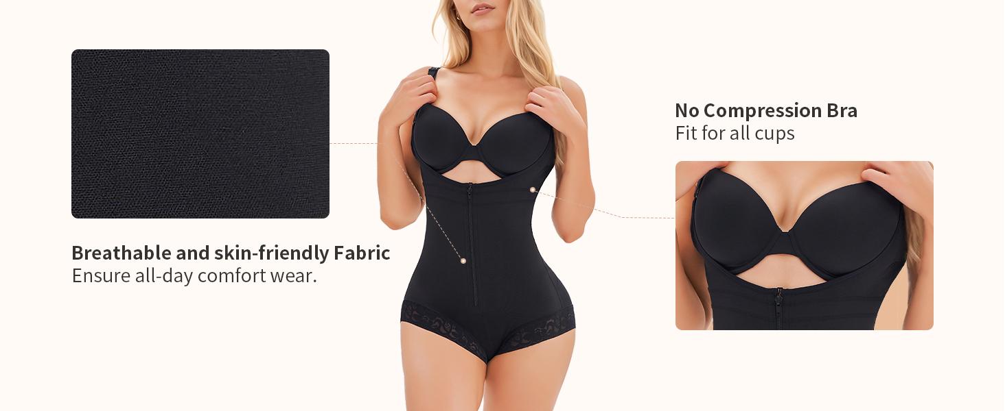 Women's Fajas Colombianas Shapewear Shapewear for Women  Postpartum Tummy Control Bodysuit Full Body Shaper for Women Body Butt Lifter Panties  Zipper Straps Thong Bodysuit