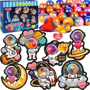 28 Pack Valentines Day Gifts for Kids, Galaxy Slime with Greeting Cards Stress Relief Fidget Set for Kids, Valentine's Day Classroom Exchange Prizes Party Favor, School Party Gifts Happy Mother’s Day Gift