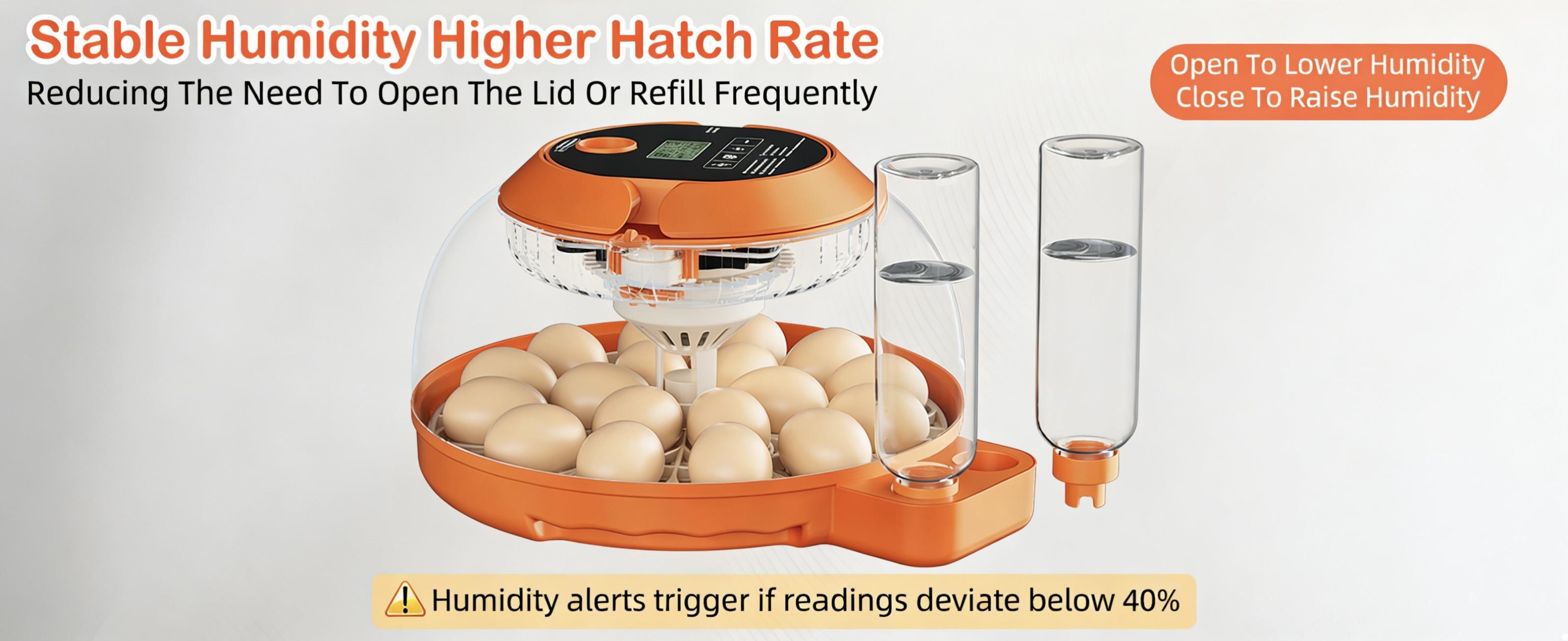 18-Egg Incubator, Fully Automatic with Egg Turner & Temperature/Humidity Control, Clear Lid and Storage, for Hatching Chicken, Duck, Quail Eggs