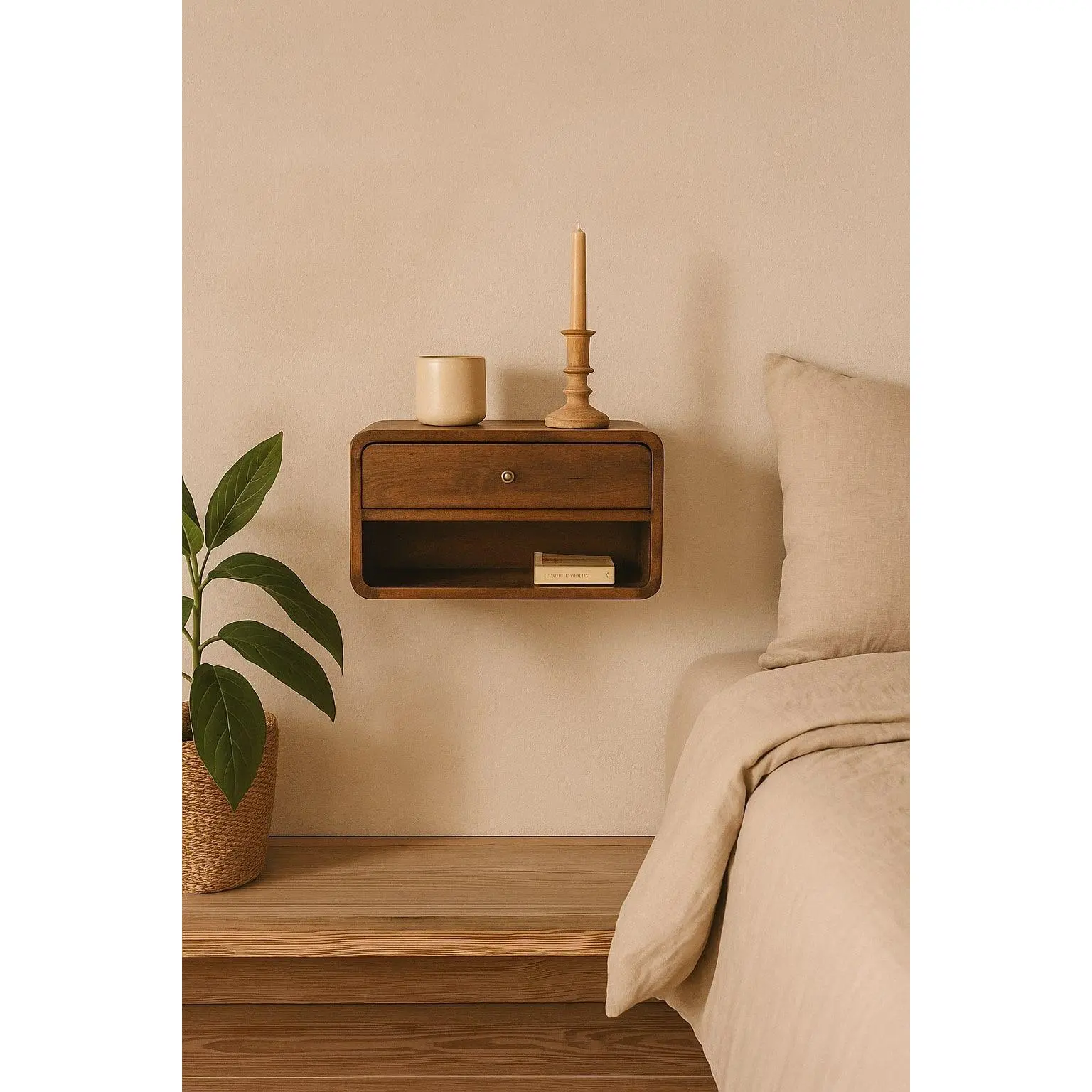 Curve Upper Slot Floating Nightstand