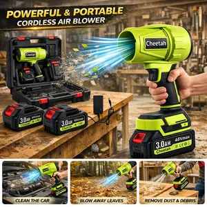 Cordless Leaf Blower 48V with Dual 2.0Ah Batteries & Charger,700CFM 1100G Wind Turbo Jet Handheld Blower, Lightweight for Lawn, Patio, Garage,Includes Extended Nozzles for Leaves, Snow