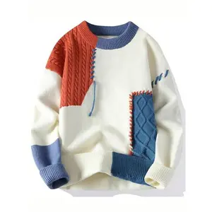 Men's Warm Knitted Sweater, Spring Fleece Pullover, Casual Daily Wear, Stylish Comfortable Design, Perfect for Everyday Use