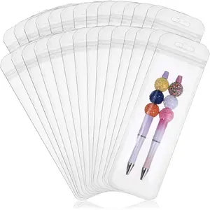 100 Pcs Pen Packaging Bags Pen Bags for Packaging Transparent Pen Bags for Bead Pens Resealable Zipper Bags for Packaging Lip Gloss Jewelry Cosmetics Candy, Cosmetic Storage Bag, Zipper Pouches