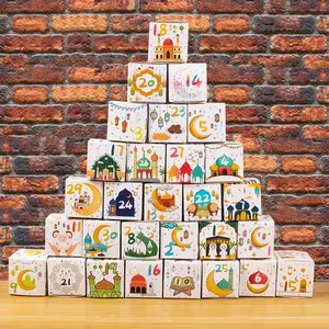 30pcs Ramadan Calendar Box, Eid Al Fitr Countdown Gift Box, Eid Al Adha & St Patricks Day Chocolate Biscuit Box, Mubarak Small Packaging