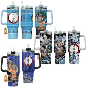 Hashibira Inosuke Demon Slayer: Kimetsu No Yaiba Anime Manga 40oz Tumbler Stainless Steel with Straw, Lid and Handle - Double Wall Insulated Flasks – Perfect Gift for Fans