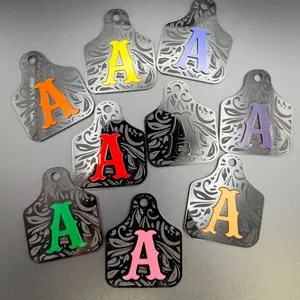 Black Cow Tag Acrylic Letter Key Chains