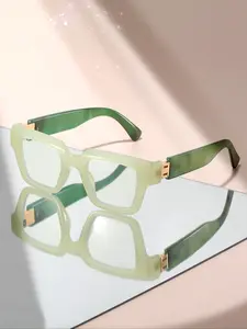 Unisex Retro Square Fashion Glasses, Plastic Frame Stylish Eyeglass, Marble Pattern Temples, Alloy Connectors, Casual Style, All Seasons Wear