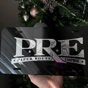 PRE License Plate in Black/White Truck Car Tags 100% Aluminum 12" x 6" Custom Vanity Plate with 4 Pre-Drilled Holes for Easy Installation