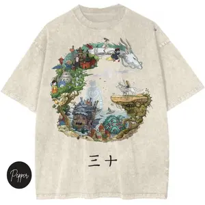 Studio Ghibli Valentine Shirt Vintage Anime Graphic Tee for Men & Women, Unisex Cotton Crewneck Streetwear T-Shirt, Oversized Casual Summer Top, Cute Japanese Anime Shirt, Aesthetic Graphic Tee