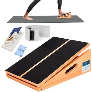 Wooden Slant Board for  Stretching with 5 Adjustable Angles, 500 lbs Capacity -  Non-Slip  Stretcher Incline Board -  Stretch Board for Mobility,  , Squats & Poster