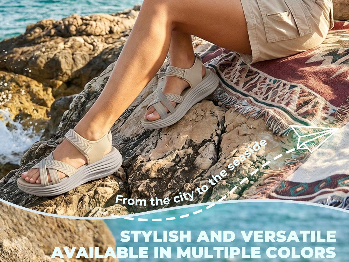 Vilanva Women's Comfortable Platform Walking Sandals Casual Sport Summer Sandals with Adjustable Buckle and Cushioned Midsole