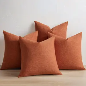 Set of 4 Fall Pillow Covers 18 x 18 Burnt Orange Pillow Covers Fall Decorations for Home, Thanksgiving Gifts