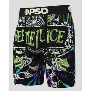 PSD Men's Beetlejuice Sandworms Boxer Brief - Standard Length 7 Inch Inseam, Soft and Breathable Poly Blend Fabric