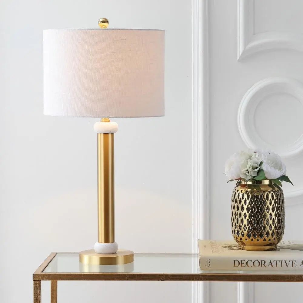 JONATHAN Y Gregory Metal-Marble LED Table Lamp - Home Accessories, Boujee Home Accessories for Bedroom, Nightstands with Cotton Accents