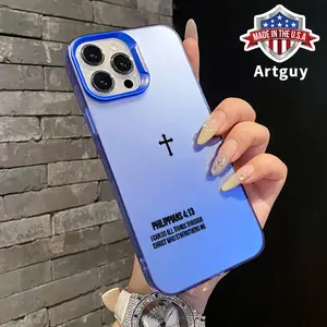 Phone Case for iPhone 16 Pro Max 15 Plus 16E 14 13 12 11 XR XS Cross Sacred Bible Verse Philippians Pattern Matte Military-Grade Drop Protection Silicone Cover